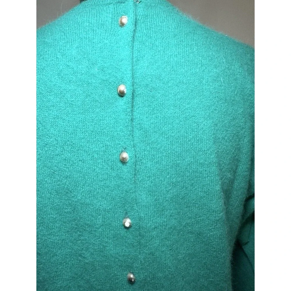 VTG Bloomingdale's y.e.s. Green Lambswool Angora Rabbit Nylon Blend‎ Sweater MED